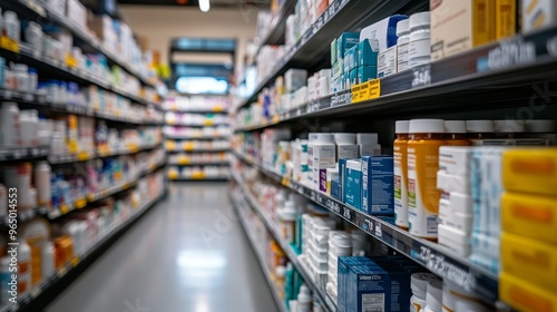 Wallpaper Mural Well-Organized Drugstore Aisle with Neatly Arranged Over-the-Counter Medications Torontodigital.ca