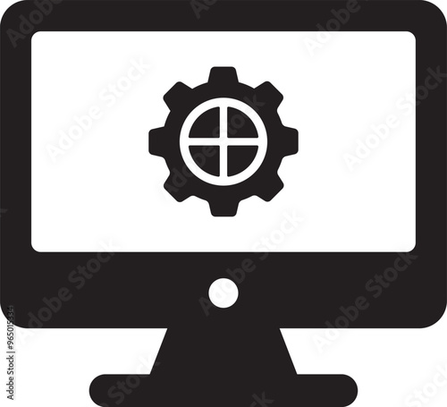 Laptop computer desktop icon. Line, glyph and filled outline colorful version, Monitor Display Screen outline and filled vector sign. Symbol, logo illustration. Technology icons set.