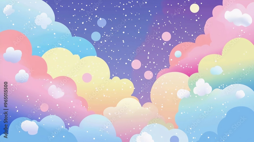 Abstract kawaii Cloudy Colorful Sky background. Soft gradient pastel Comic graphic. Concept for good wedding card design or presentation Abstract kawaii Cloudy Colorful Sky background. Soft gradient pastel Comic graphic. Concept for good wedding card design or presentation