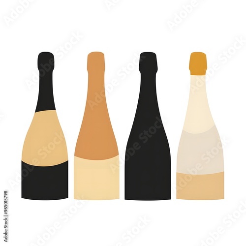 Simple Abstract Champagne Bottles with Bold Shapes photo