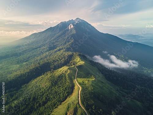 aerial view of mount pulai baling kedah during morning - ai photo