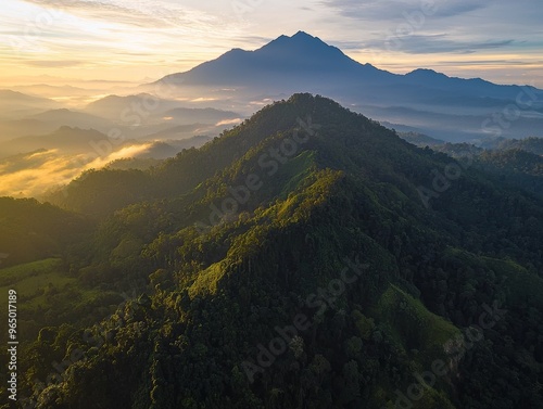 aerial view of mount pulai baling kedah during morning - ai photo