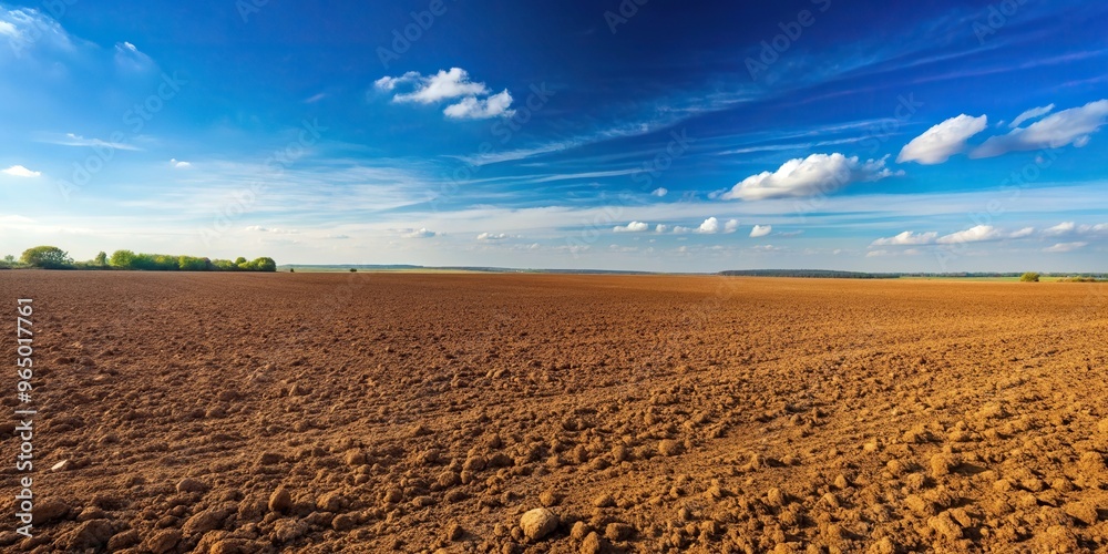 Empty brown soil of field and blue sky for natural background, empty, brown soil, background, blue sky Empty brown soil of field and blue sky for natural background, empty, brown soil, background, blue sky