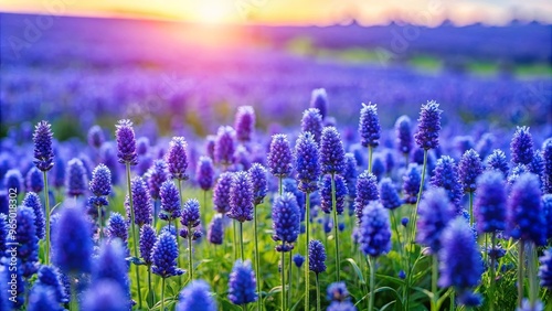 A vibrant indigo plant field with blossoming flowers