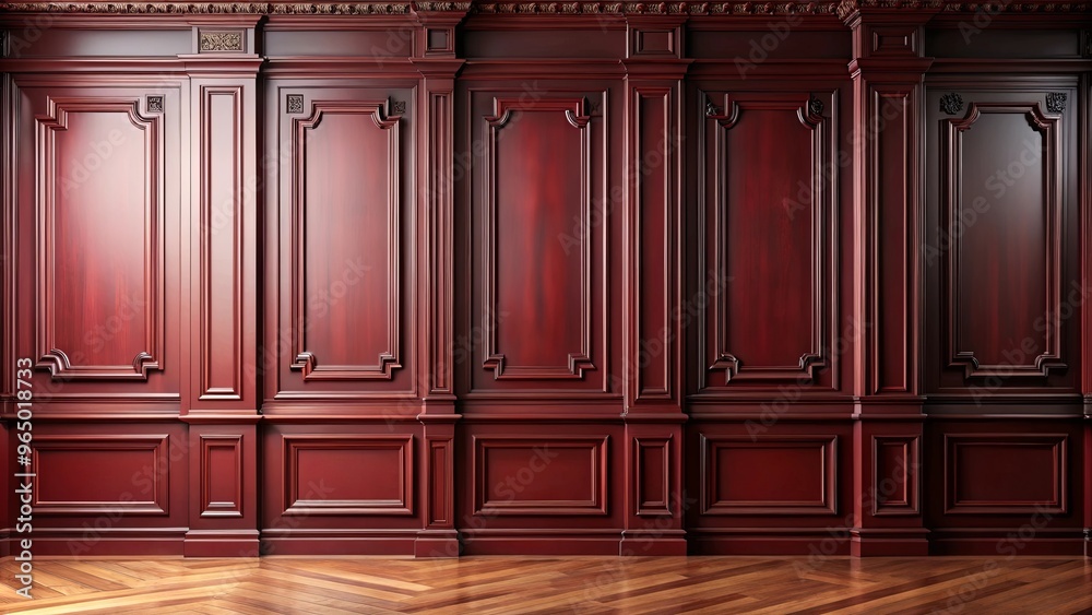 Fototapeta premium Luxurious interior with dark red wall molding panels exuding classic elegance