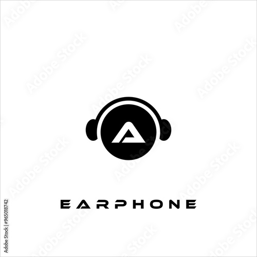 A combination of earphone logo design, letters and shapes