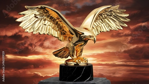 Gold-Plated Trophy Shaped Like a Soaring Eagle