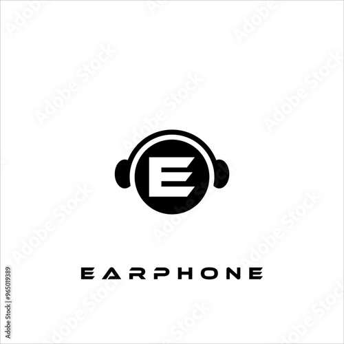 A combination of earphone logo design, letters and shapes