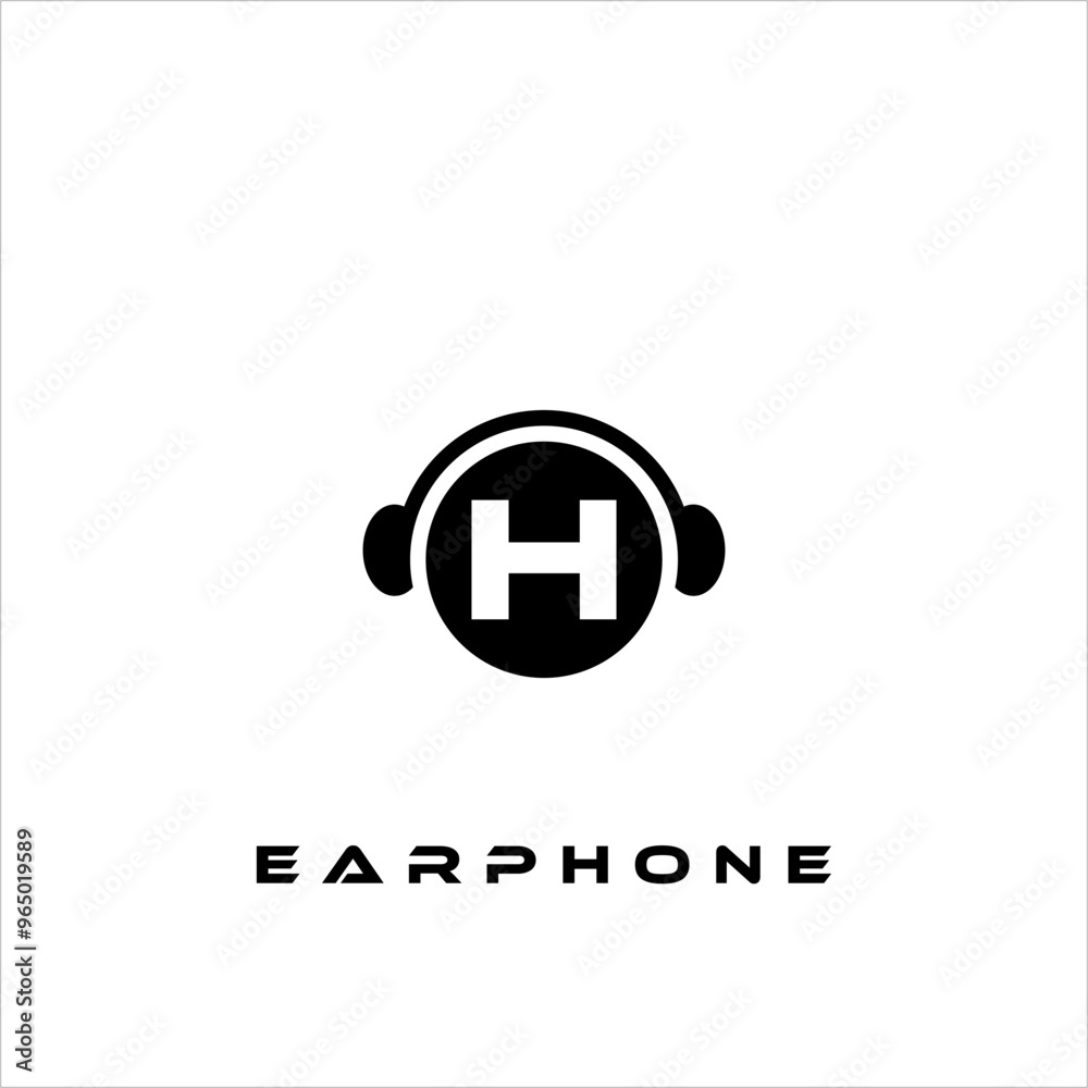A combination of earphone logo design, letters and shapes A combination of earphone logo design, letters and shapes