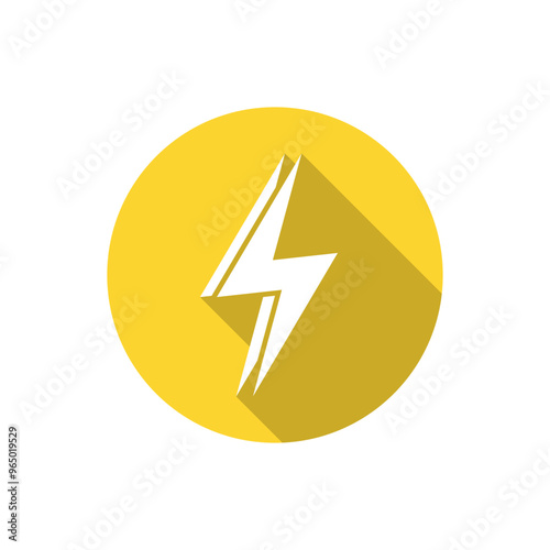 Double lightning icon with long shadow. Thunder bolt sign symbol