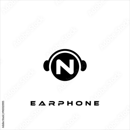 A combination of earphone logo design, letters and shapes