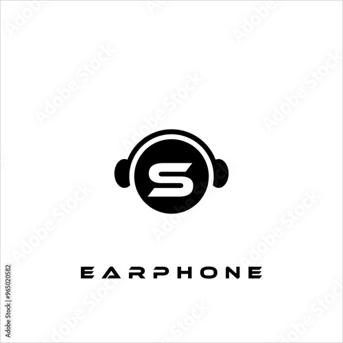 A combination of earphone logo design, letters and shapes