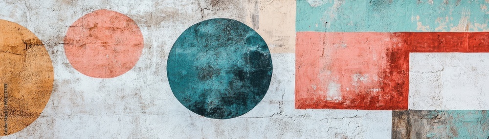 Abstract Geometric Wall Art with Colorful Shapes and Texture Abstract Geometric Wall Art with Colorful Shapes and Texture
