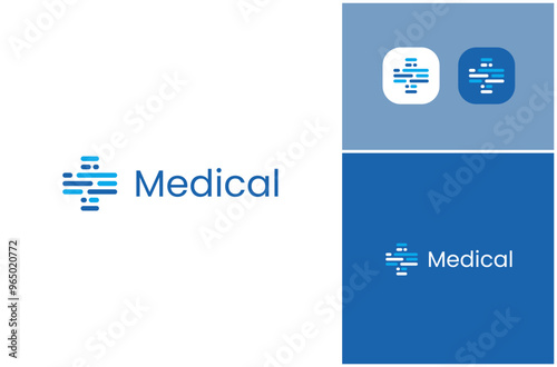 Medical Medicine Health Hospital Abstract Dotted Line Data Technology Vector Logo Design Illustration