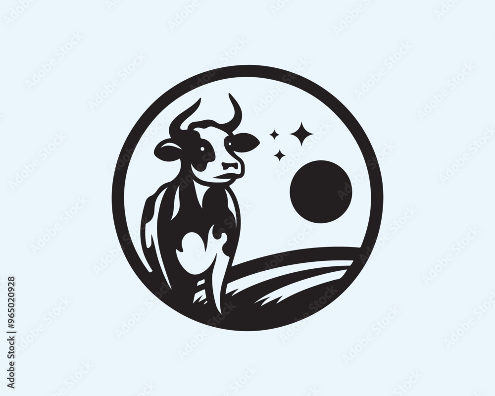 Cow logo vector. Animal farm. Cow icon vector illustration. Cow graphic silhouette black and white. Cow logo vector. Animal farm. Cow icon vector illustration. Cow graphic silhouette black and white.