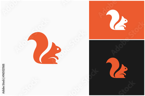 Squirrel Chipmunk Sciurus Vulgaris Flat Silhouette Simple Modern Vector Logo Design Illustration