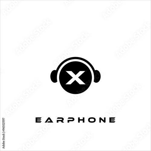 A combination of earphone logo design, letters and shapes