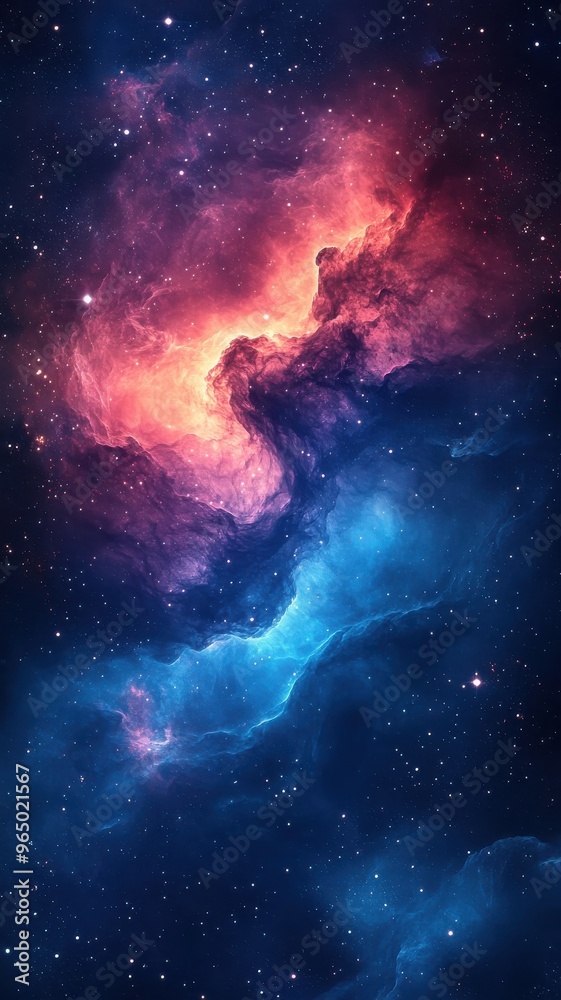 Obraz premium Space depicted in watercolor style with flowing gradients, starry backgrounds, and ethereal celestial forms.