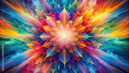 artistic, creative, symmetrical, vibrant colors, art, vibrant, contemporary, explosion, Acrylic color painting of a symmetrical abstract background resembling a colorful explosion