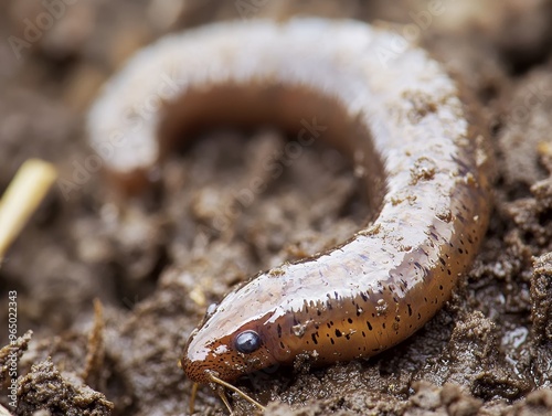 close up of worm on mud - ai