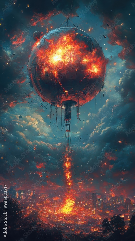 Surreal style bomb with floating elements and a dreamlike feel. Surreal style bomb with floating elements and a dreamlike feel.