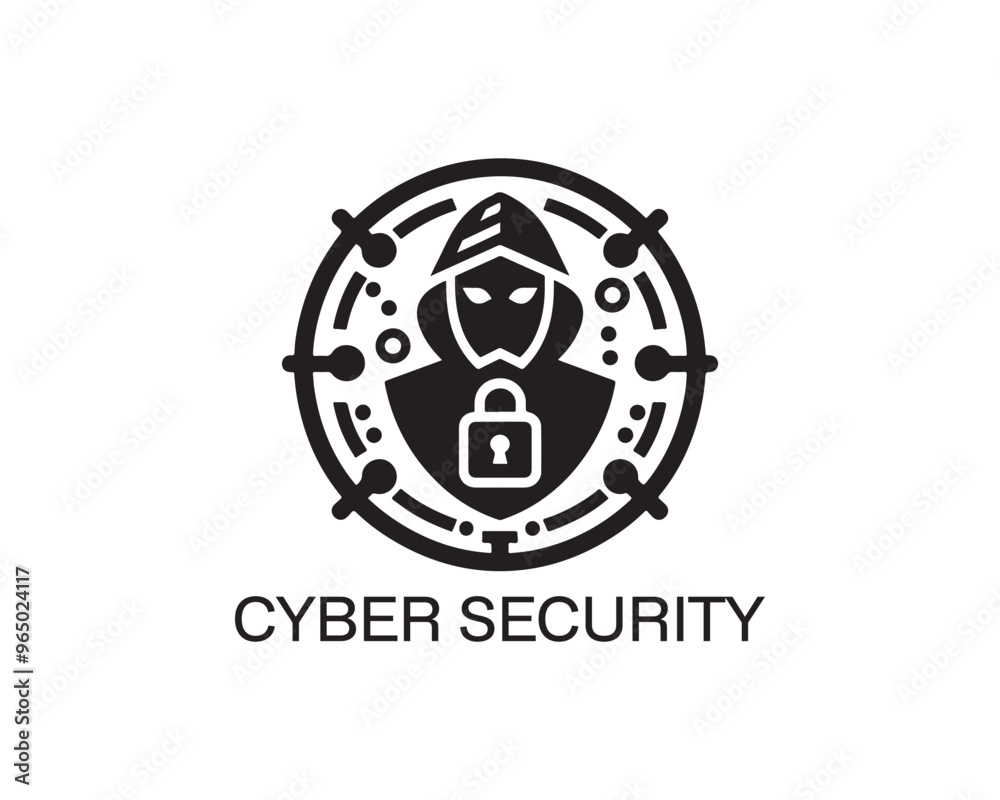 Fototapeta premium Cyber security logo icon symbol vector illustration. Modern cyber security logo
