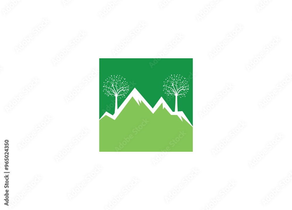 mountain logo design with tree vector icon template with white background mountain logo design with tree vector icon template with white background