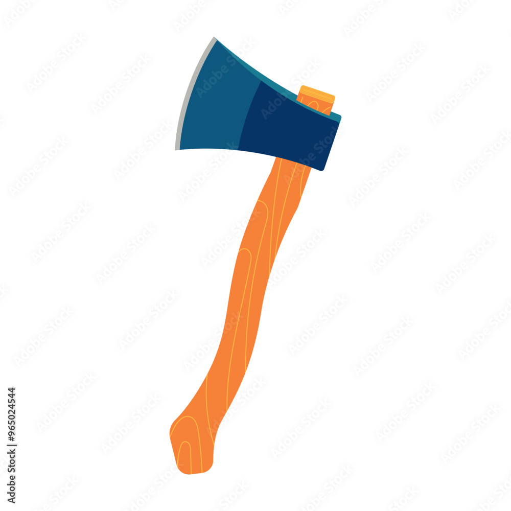 Axe with a wooden handle isolated on a white background, camping gear vector illustration Axe with a wooden handle isolated on a white background, camping gear vector illustration