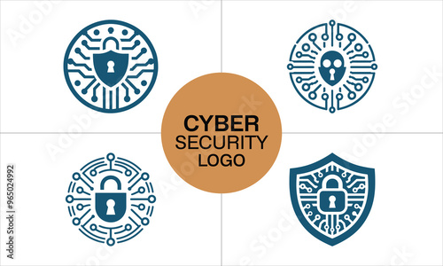 Set of Cyber security logo icon symbol vector illustration.