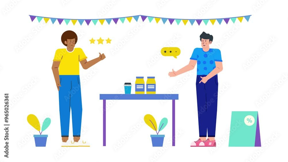 people interaction in modern shopping stand food courts illustration business animated video people interaction in modern shopping stand food courts illustration business animated video