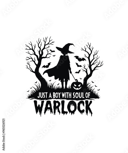 Just A Boy With Soul Of Warlock Funny T-Shirt 
