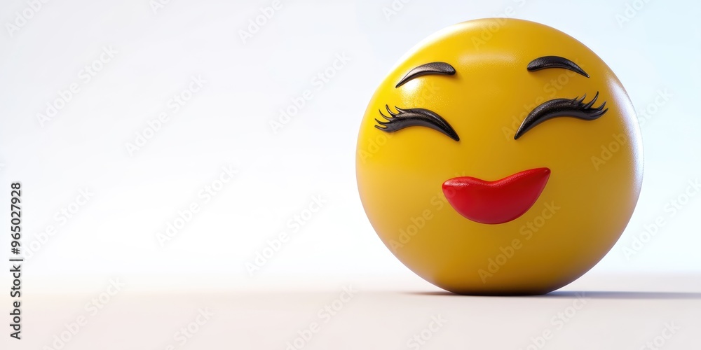Fototapeta premium A cheerful yellow smiley face relaxing in a serene environment, embodying happiness and joy with bright features and a charming expression