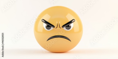 A playful yet grumpy yellow emoji with exaggerated frown and furrowed brows, capturing feelings of frustration, commonly used in digital conversations and creative expressions