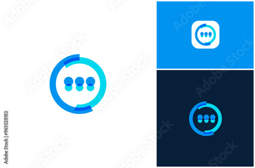 Chat Message Communication Talk Speak Overlapping Color Modern Vector Logo Design Illustration