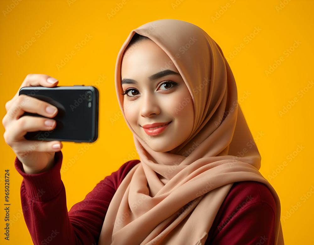 hijab holding phone isolated hijab holding phone isolated