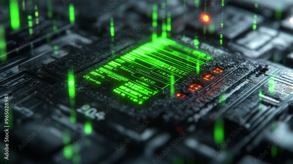Macro shot of a barcode on a pallet, surrounded by augmented reality data displays, in a minimalist style, monochrome color palette with a touch of neon green, sharp details Macro shot of a barcode on a pallet, surrounded by augmented reality data displays, in a minimalist style, monochrome color palette with a touch of neon green, sharp details