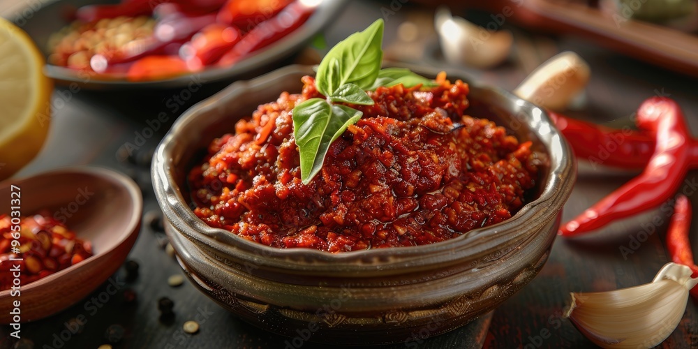 Traditional chili paste known for its intense flavor and fragrant profile, made with a blend of red chili peppers, garlic, and tomatoes. Traditional chili paste known for its intense flavor and fragrant profile, made with a blend of red chili peppers, garlic, and tomatoes.