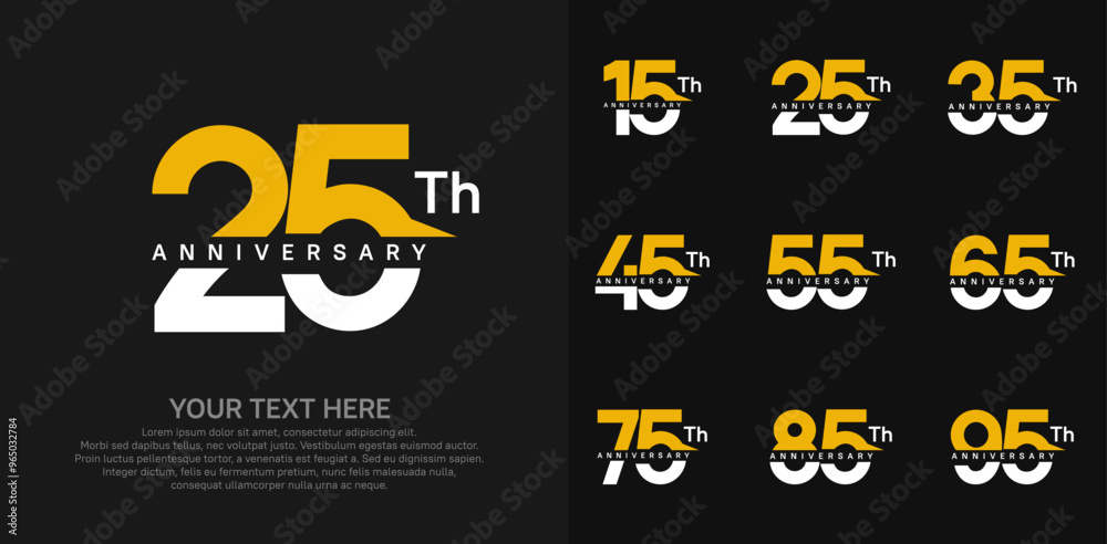 anniversary set logo style with yellow and white color for company celebration moment anniversary set logo style with yellow and white color for company celebration moment