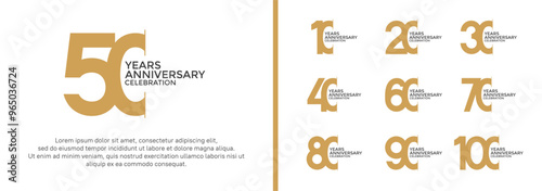 anniversary logo style set with brown color can be use for celebration moment