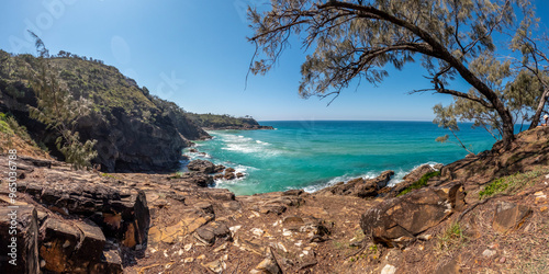 Paradise Caves : Scenic Landscape with dramatic Rocky Coastal Cliffs in Noosa Heads National Park, Queensland, Australia photo