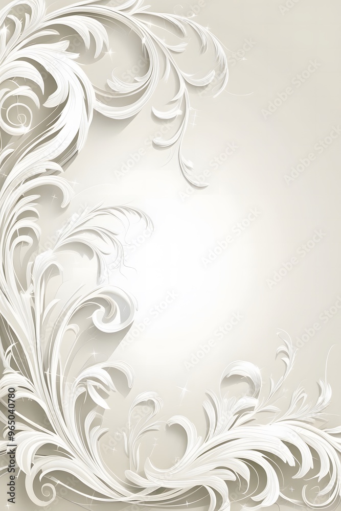 Elegant white background with flowers and vines Elegant white background with flowers and vines