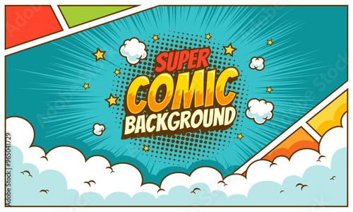 Trendy colorful comic background template
