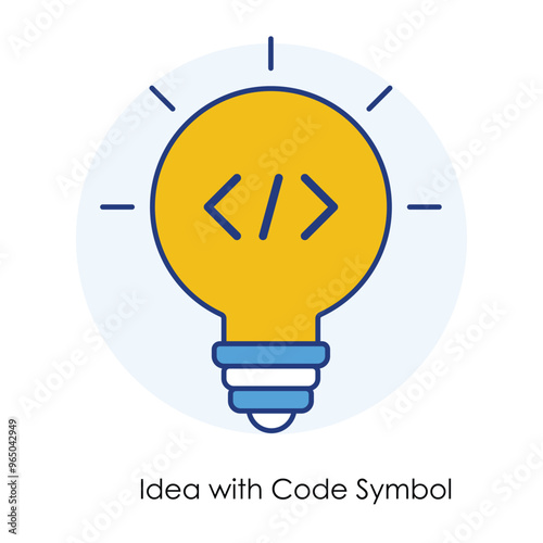Vector icon for Idea with Code Symbol. symbolizing innovative programming ideas in a modern flat style.