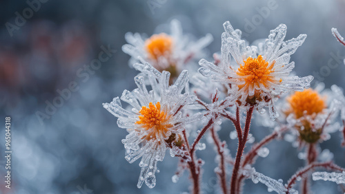 illustration of a realistic cristalez ice flowers