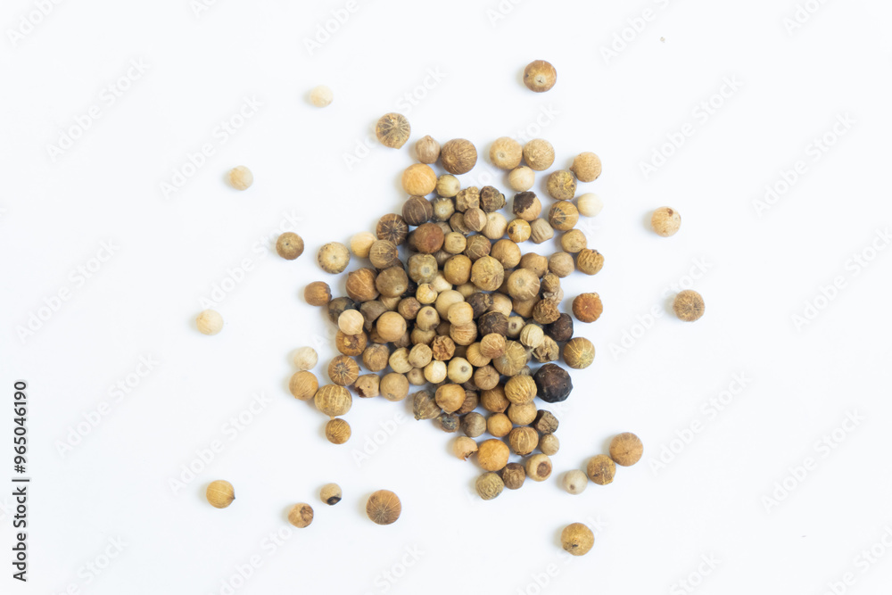 white pepper isolated on white. shot with high angle view white pepper isolated on white. shot with high angle view