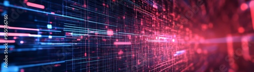 Wallpaper Mural Abstract Digital Network Background with Glowing Lines and Red and Blue Lights Torontodigital.ca