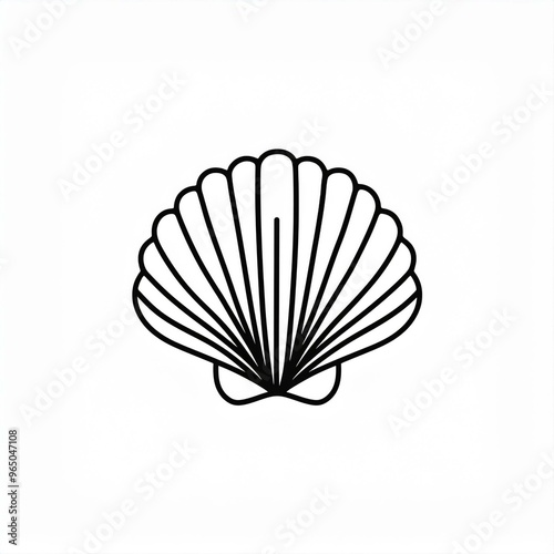 seashell shell black icon isolated on white