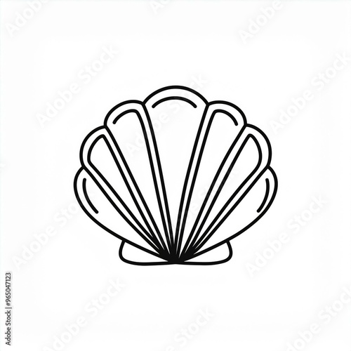 seashell shell black icon isolated on white