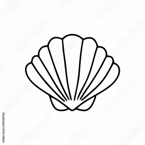 seashell shell black icon isolated on white