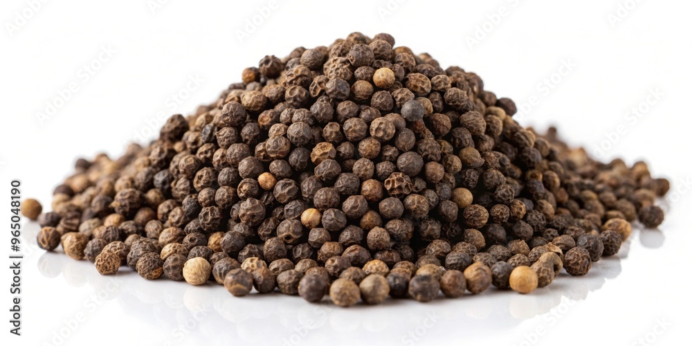 Handful of black pepper seeds isolated on background, spice, peppercorn, seasoning, ingredient, culinary, cooking, flavor Handful of black pepper seeds isolated on background, spice, peppercorn, seasoning, ingredient, culinary, cooking, flavor